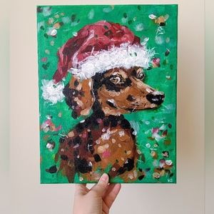 🐾 Dachshund Portrait – Original Acrylic Painting 11x14 | Brown Dog Art Handmade